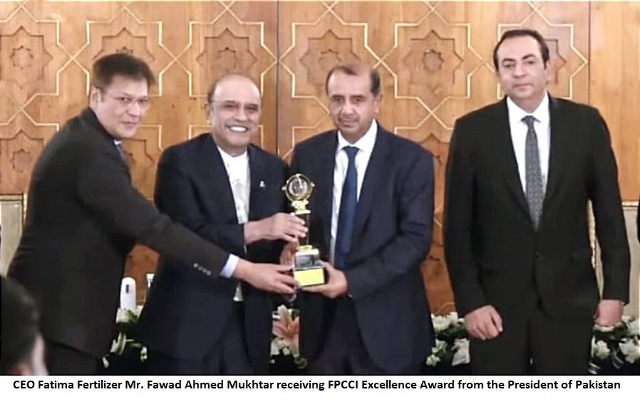 Fatima Fertilizer was uniquely recognized as the Best Innovative Agricultural Products Company, by the President of Pakistan