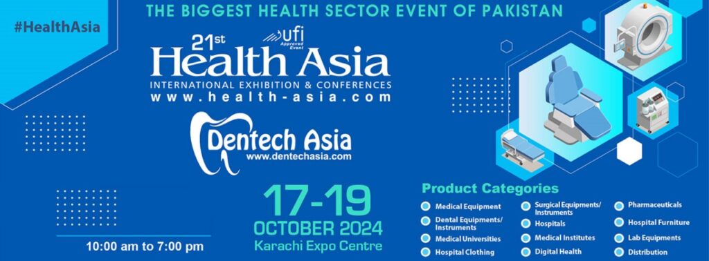 The 21st edition of Health Asia will take place from October 17 to 19 at the Expo Center in Karachi. Provincial Minister for Health Dr Azra Pehchoo will be the chief guest at the event