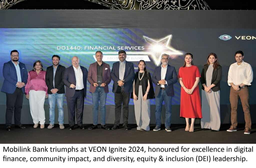 Mobilink Bank, Pakistan’s leading digital microfinance institution, was celebrated with multiple prestigious awards at VEON Ignite 2024