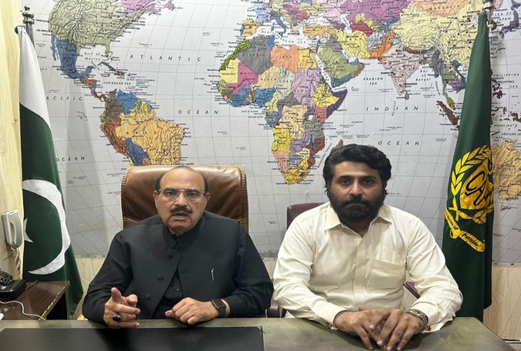 Kaukab Iqbal, Chairman of the Consumers Association of Pakistan, while talking to the media at CAP Head Office