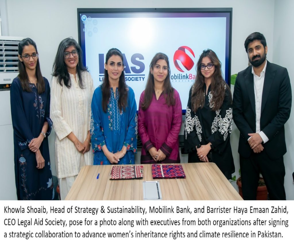 Mobilink Bank Partners with Legal Aid Society to Advance Women’s Inheritance Rights